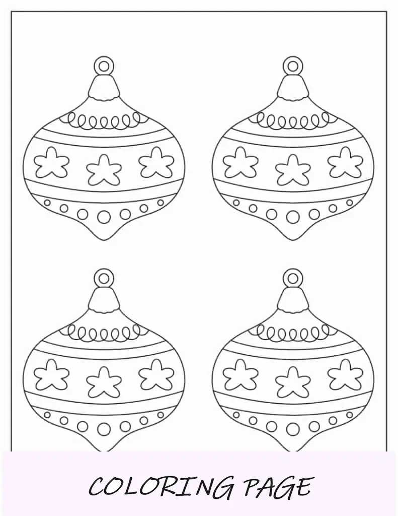 Página para colorir de enfeites de Natal estampados para imprimir