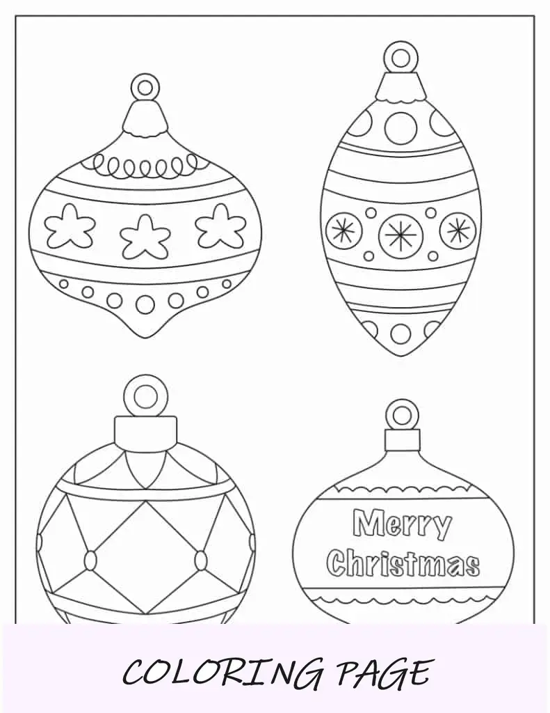 Enfeites de Natal mistos para impressão para colorir (casa de pão de gengibre, boneco de neve, boneco de gengibre, Papai Noel)