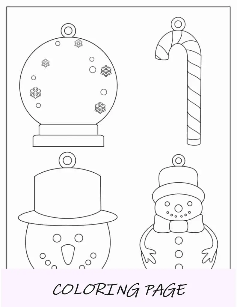 Folha para colorir de ornamento de bulbo de Natal com desenho geométrico