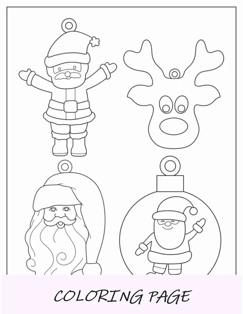 Enfeites de Natal fofos para colorir (boneco de neve, enfeites, boneco de gengibre)