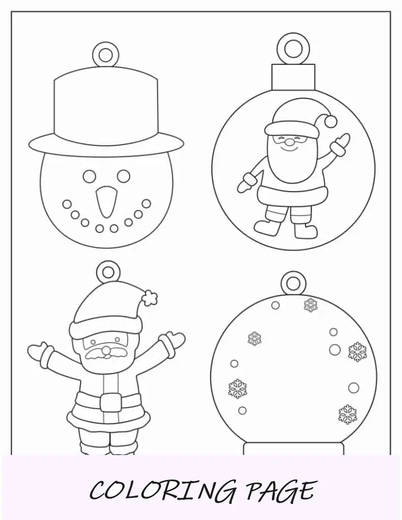 Página para colorir de enfeite de floco de neve de Natal para imprimir