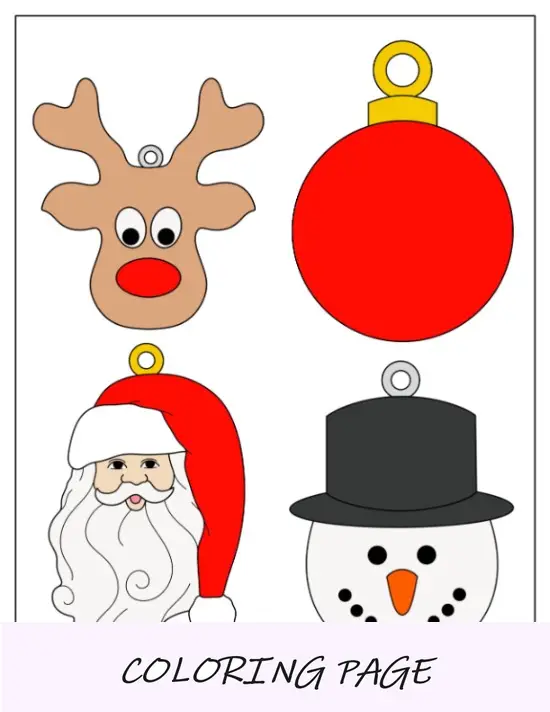 Enfeites de Natal coloridos para imprimir (baubles, Bell, Rudolph)
