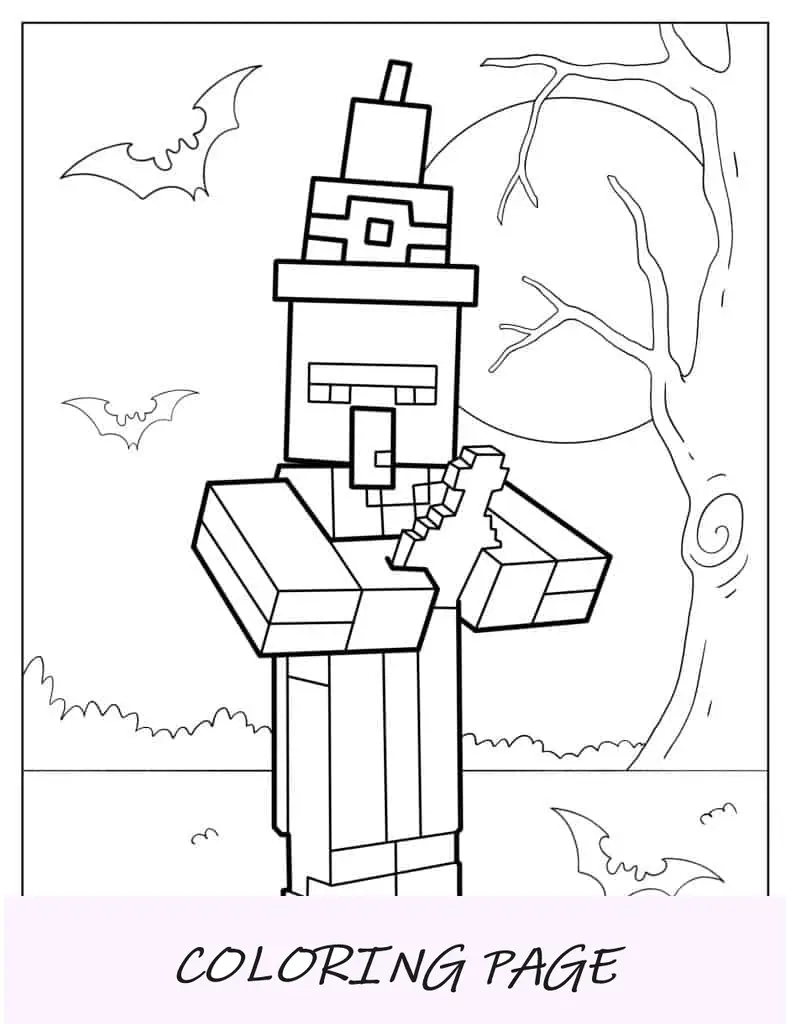 Folha para colorir de bruxa do Minecraft