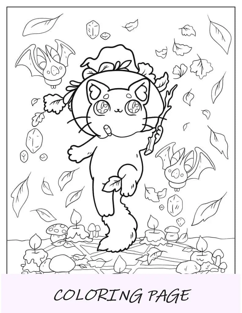 Bruxa Gato Kawaii Com Sinal Pagão