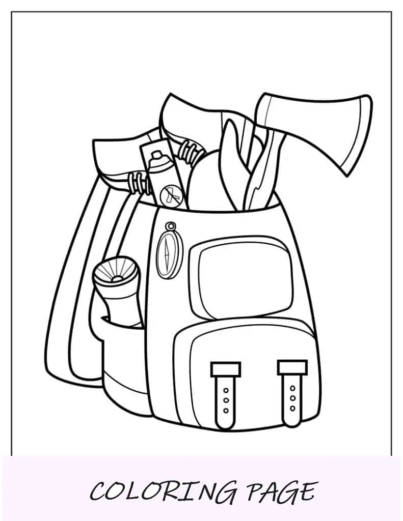 Página para colorir da mochila Camper_s