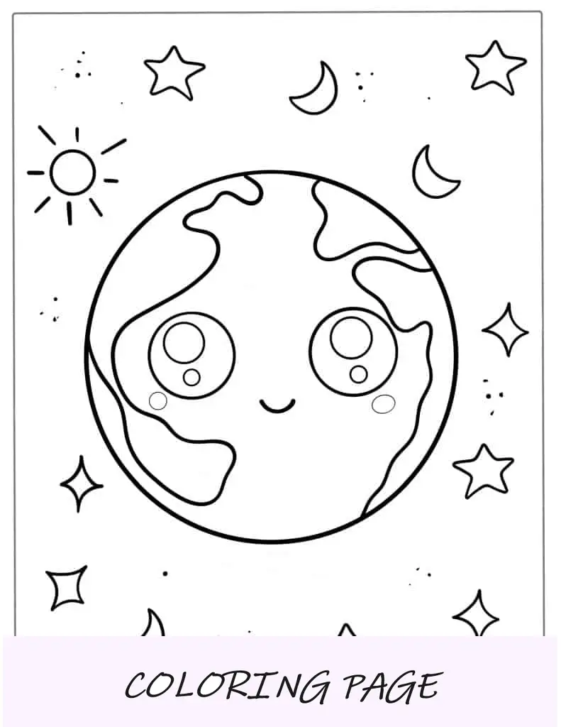 Semplice contorno della terra da colorare per i bambini in età prescolare
