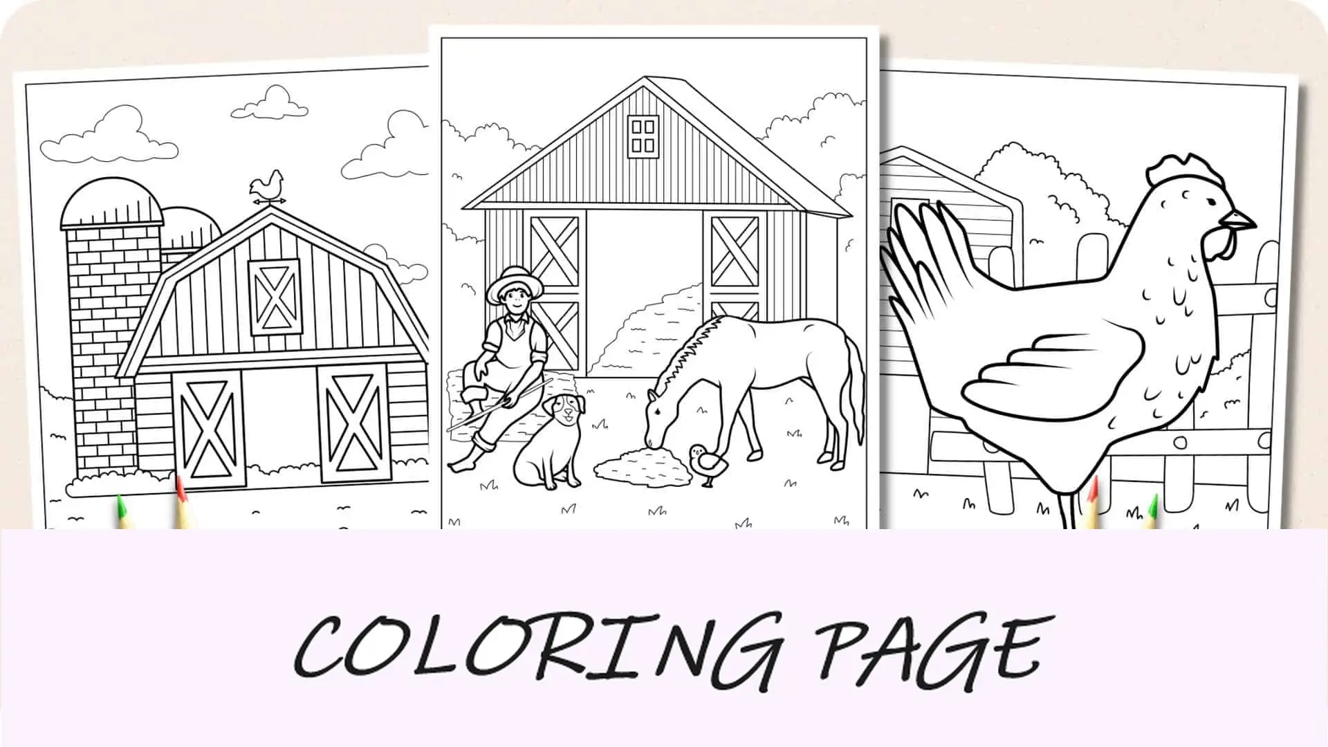 Immagine in evidenza delle pagine da colorare della fattoria