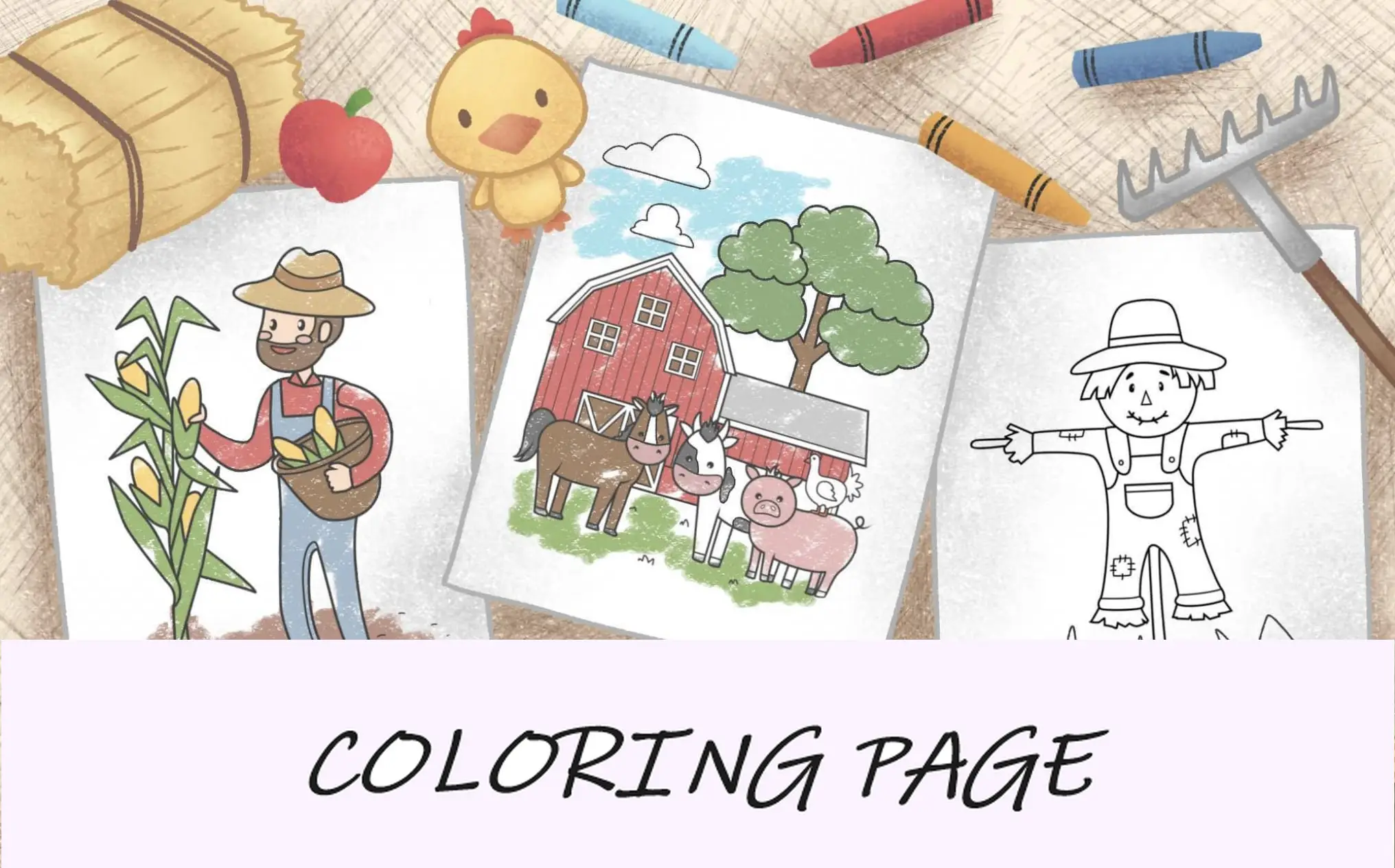 Le pagine da colorare di contadini presentano immagini