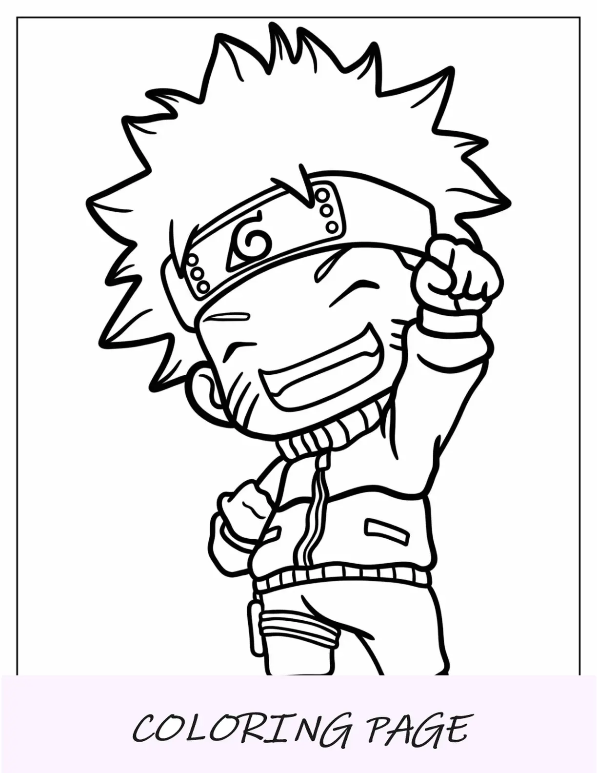 Desenho para colorir de Chibi Naruto fazendo bomba de punho