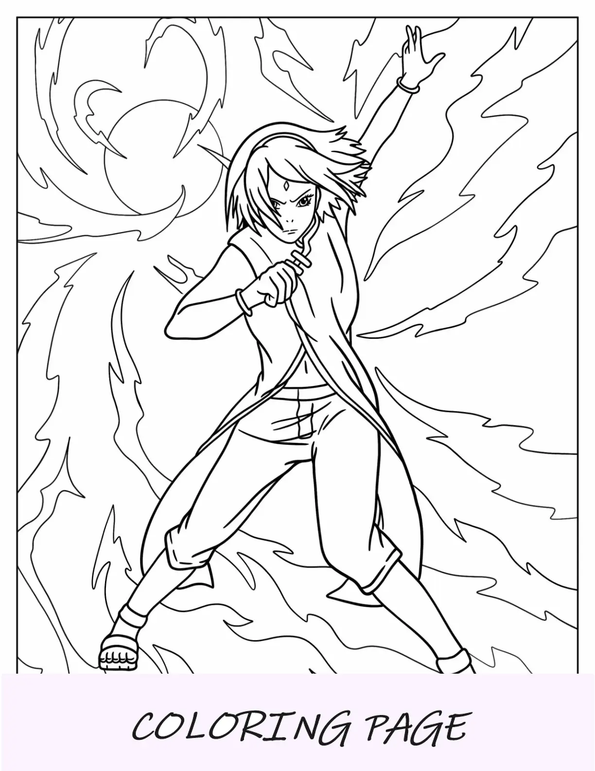 Página para colorir de Naruto da adulta Sakura Haruno usando força