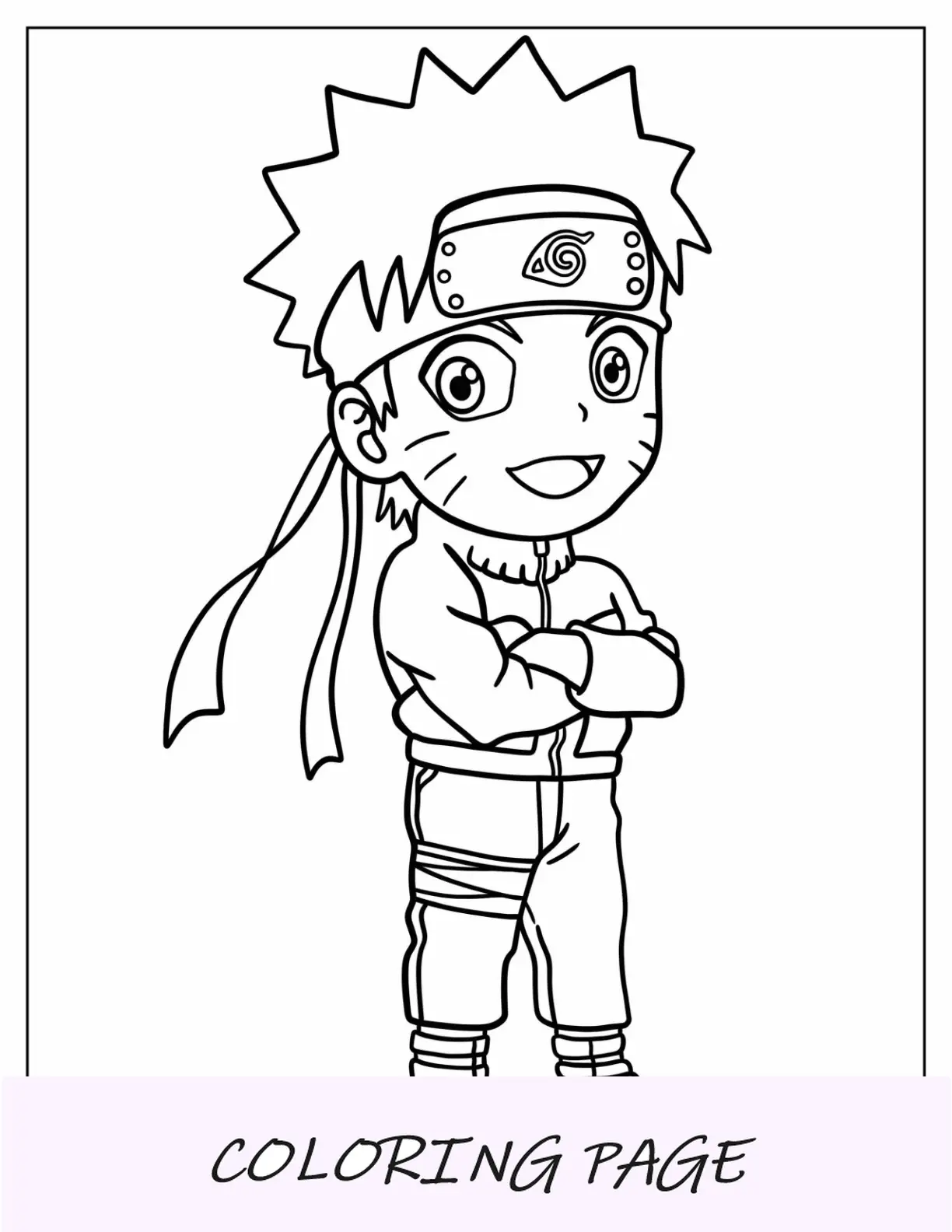 Página para colorir Kawaii Naruto para crianças em idade pré-escolar