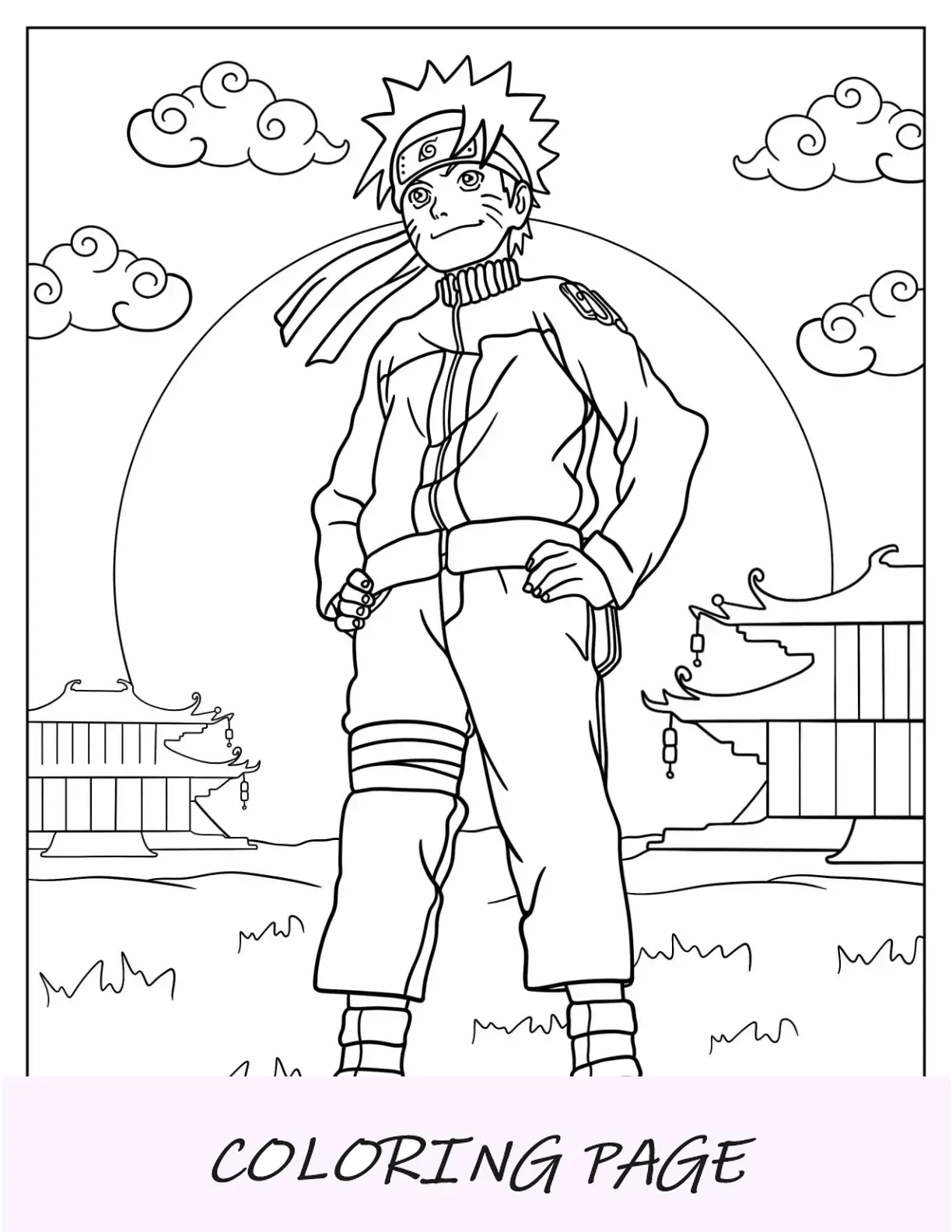Página para colorir fácil de Naruto para crianças