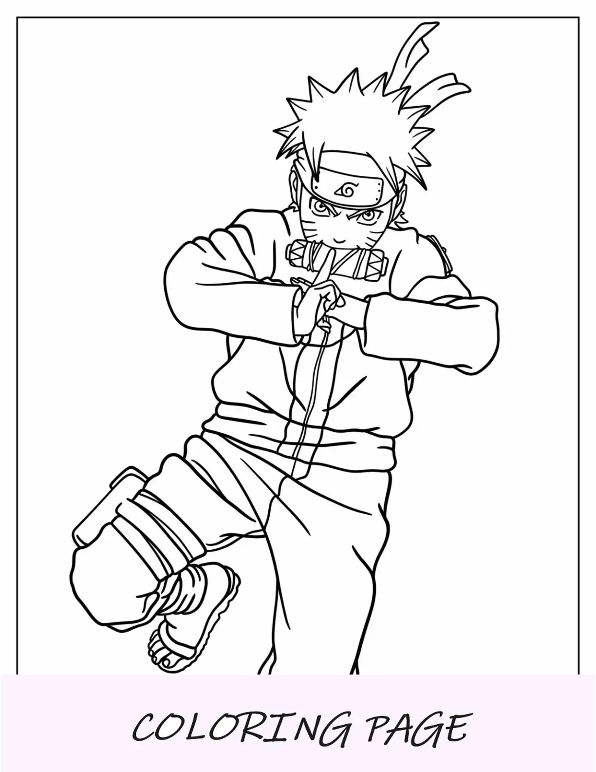 Página para colorir de Naruto com vários Jutsu de clones de sombra