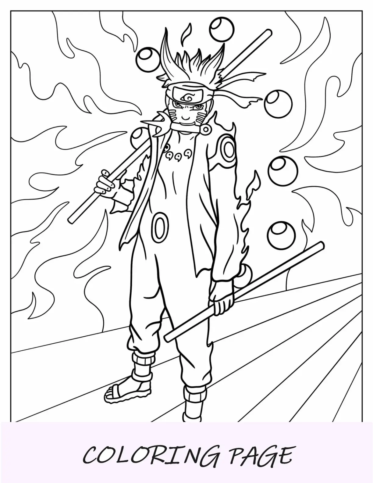 Página para colorir de Naruto do modo Sábio dos Seis Caminhos
