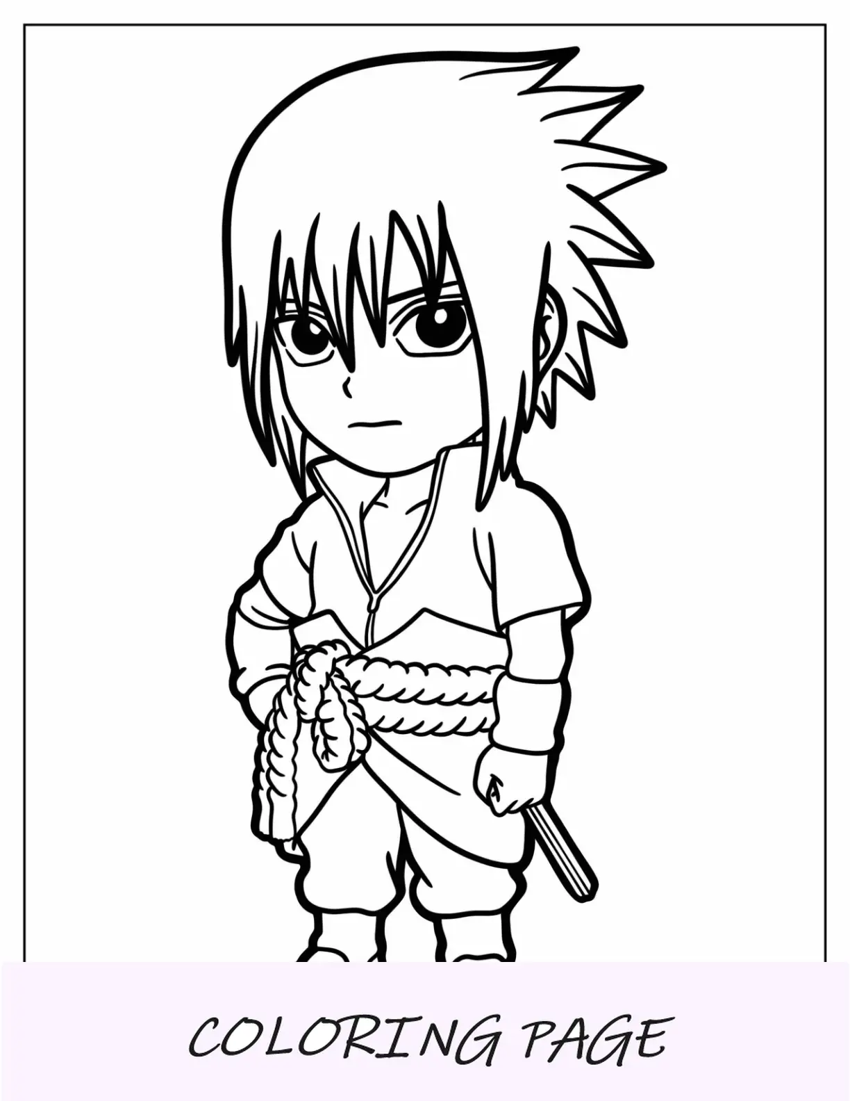 Desenho de Naruto para colorir de Kawaii Uchiha Sasuke para crianças