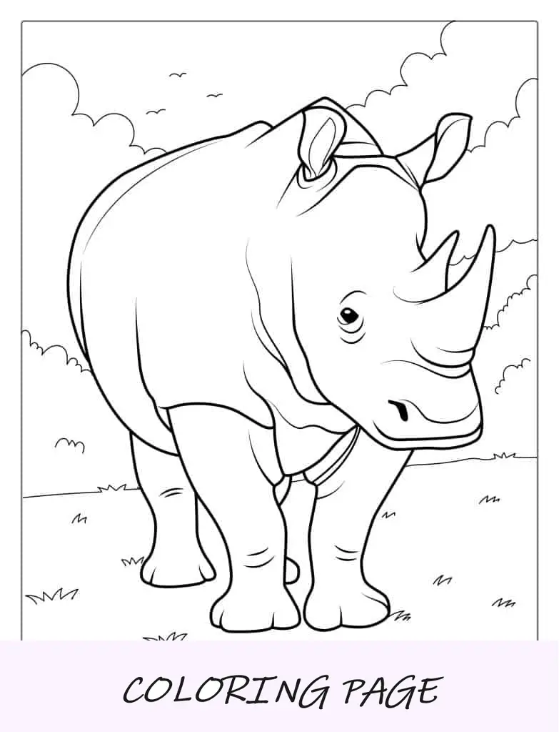 Imagem realista para colorir rinoceronte