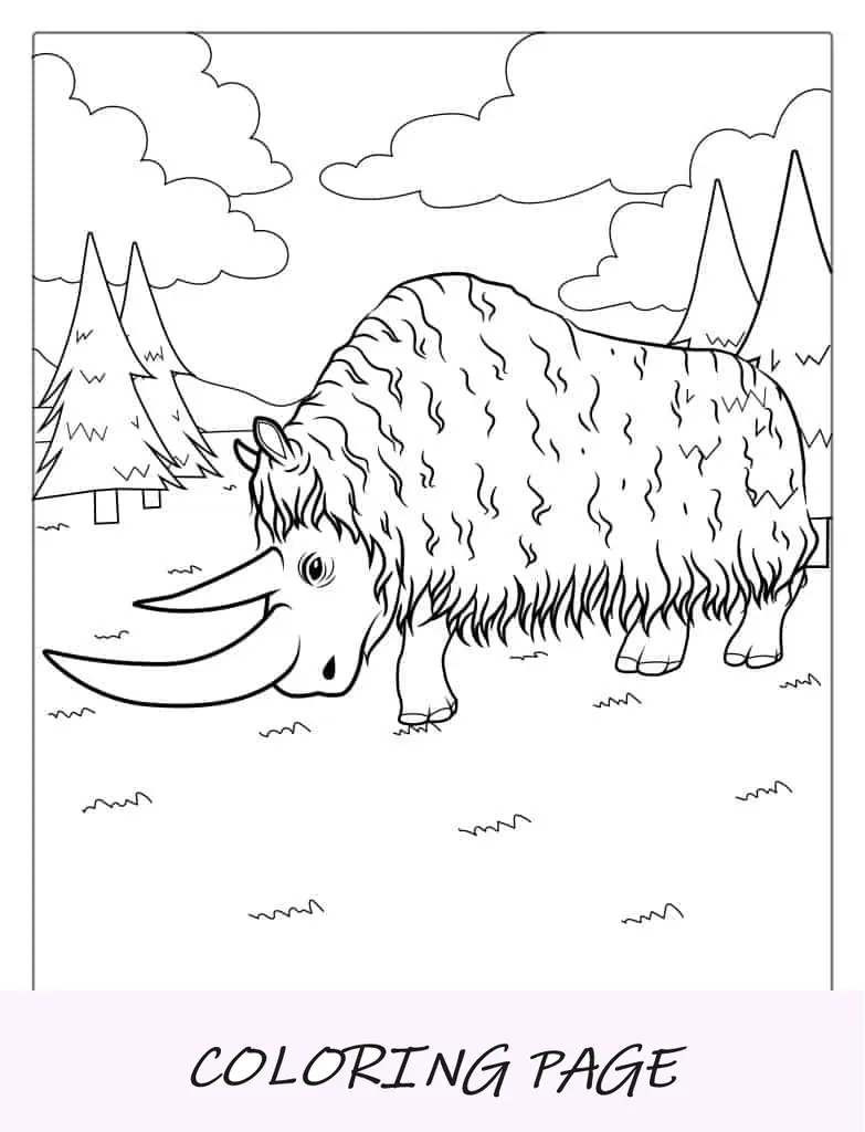 Folha para colorir Rinoceronte Lanoso