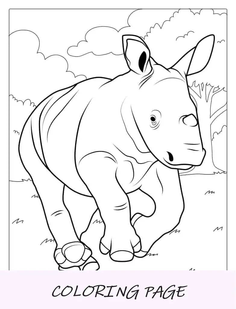 Rinoceronte bebê fofo para colorir