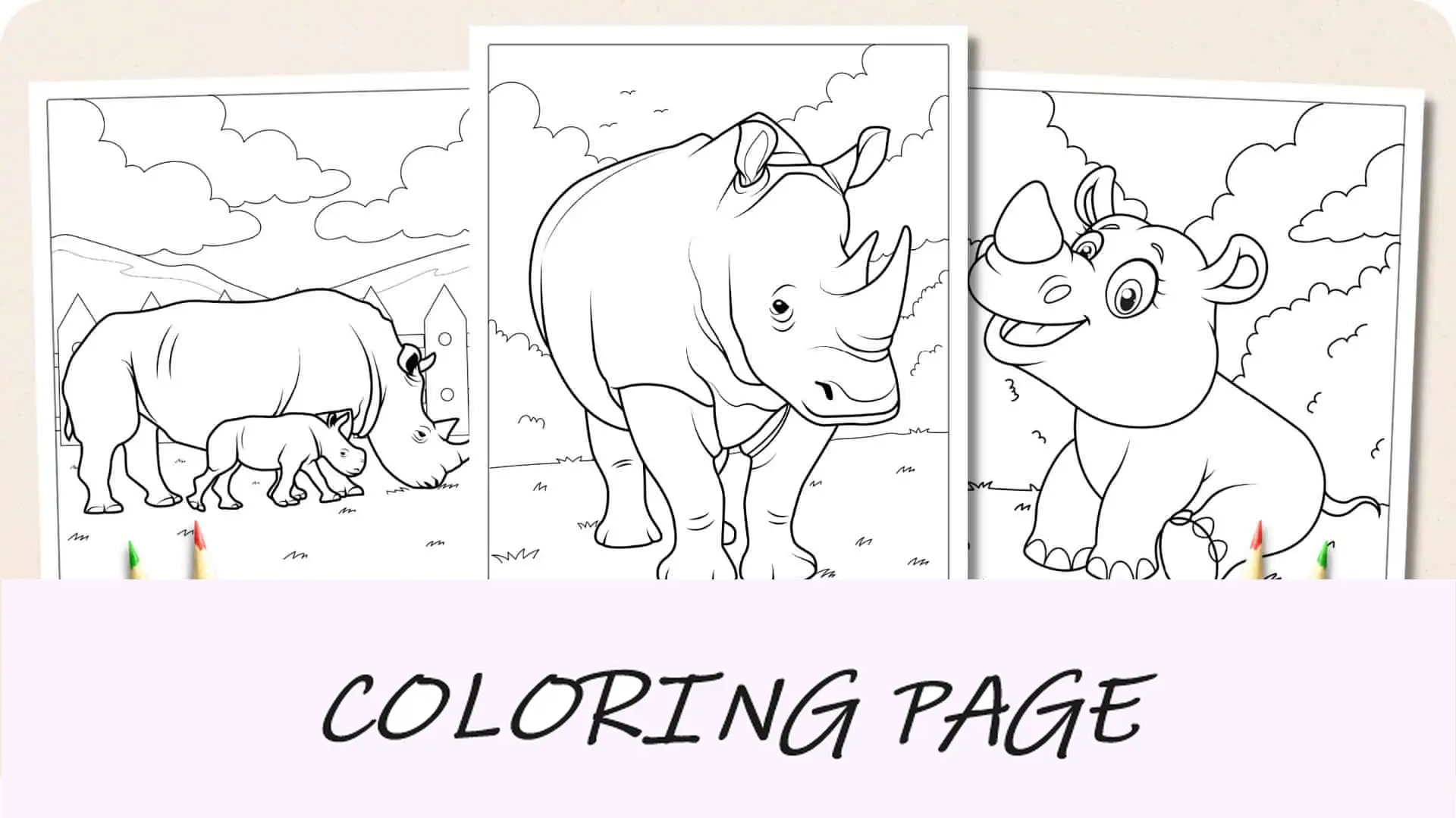 Imagem em destaque de páginas para colorir de rinoceronte