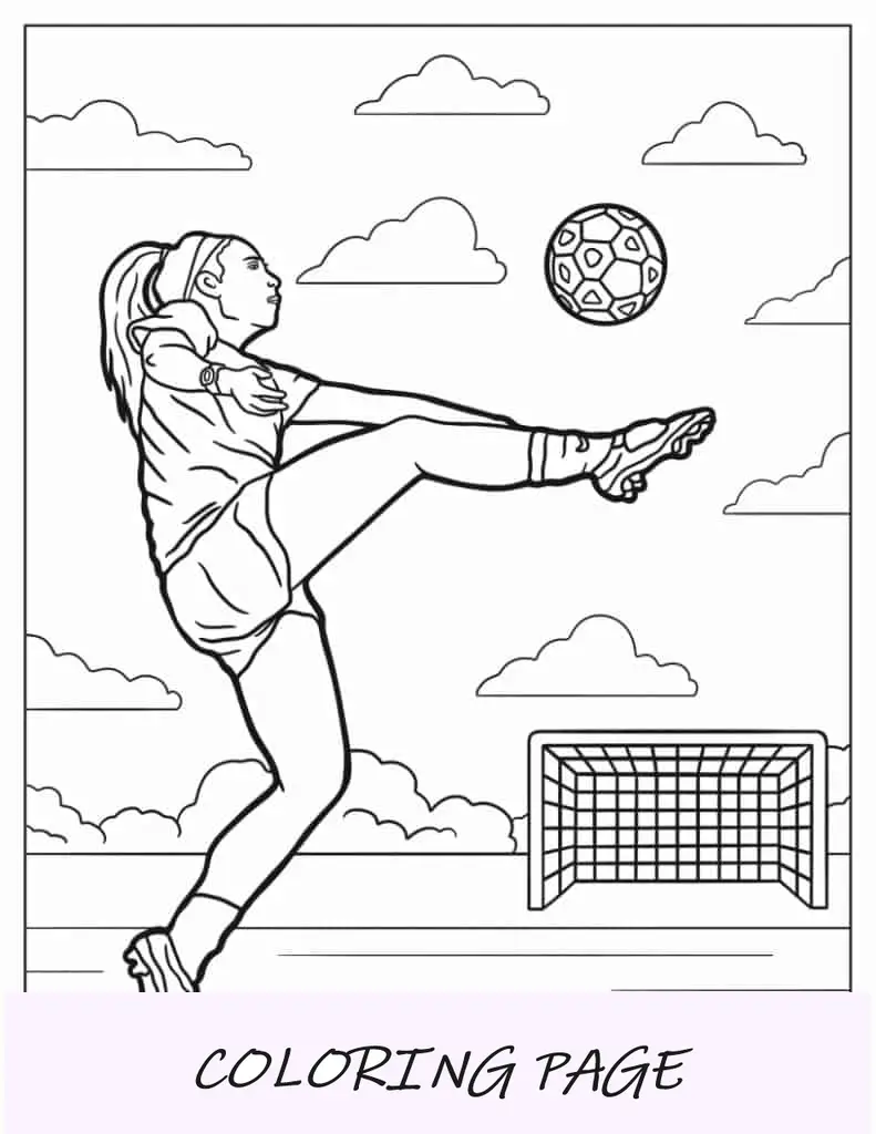 Jogadora de futebol feminina chutando bola