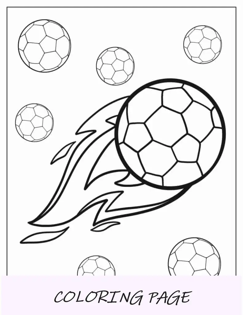 Bola de futebol em chamas para colorir para crianças
