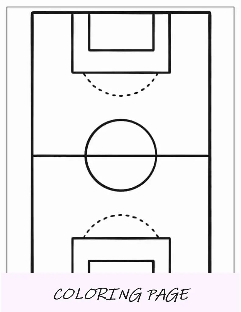 Folha para colorir de campo de futebol