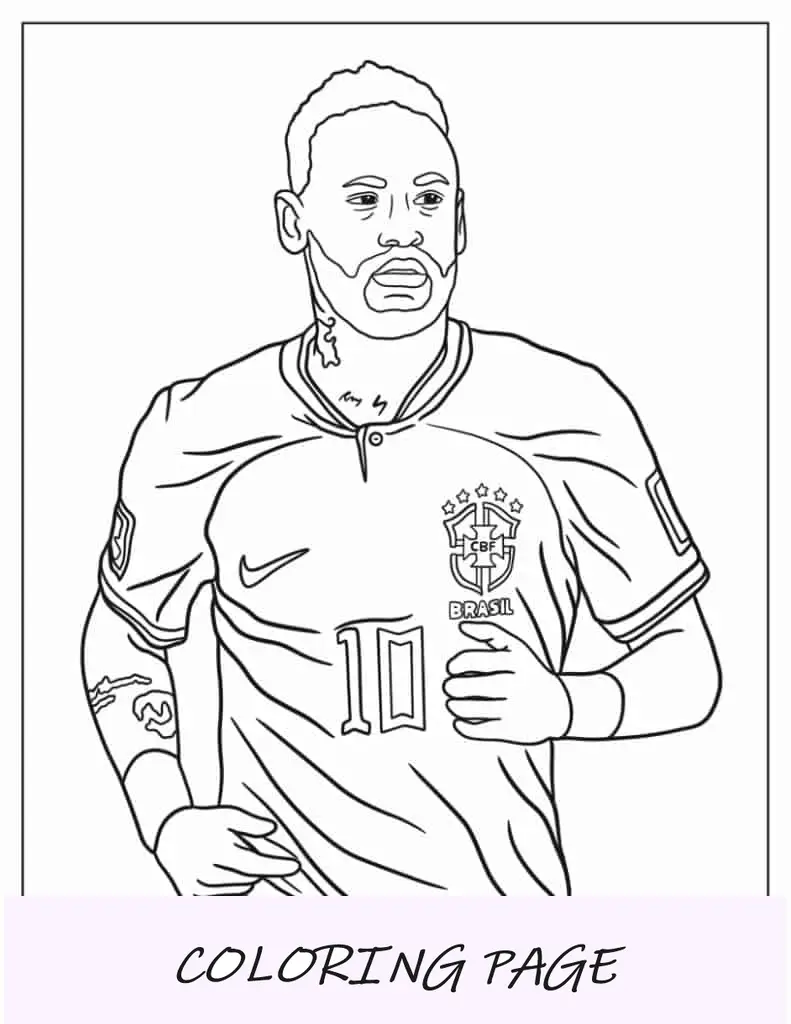 Neymar, jogador de futebol brasileiro para colorir