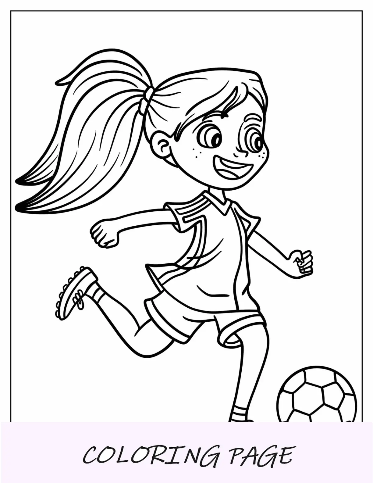 Pequena página para colorir de futebol chutando bola de futebol para crianças