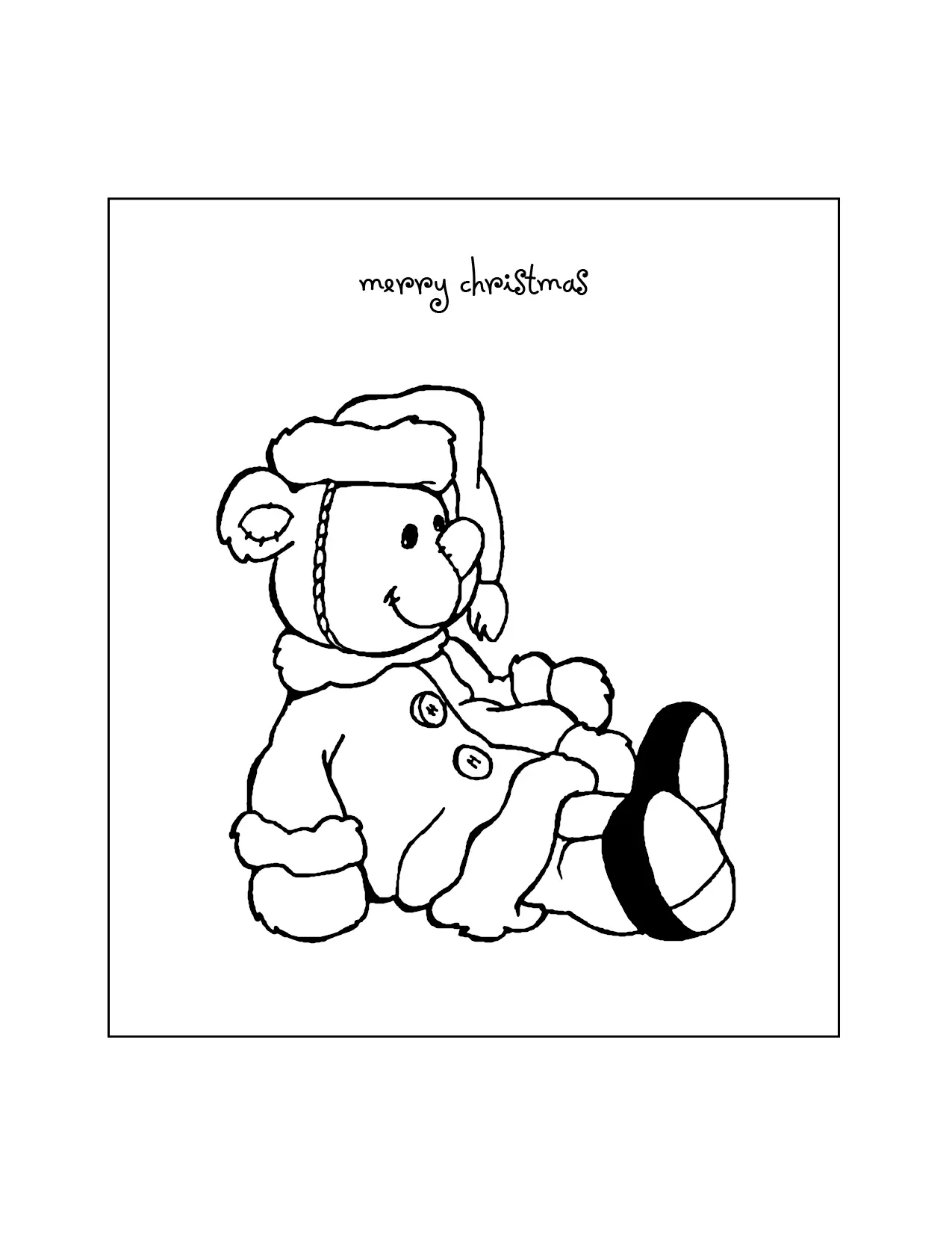 Christmas Teddy Bear Coloring Page