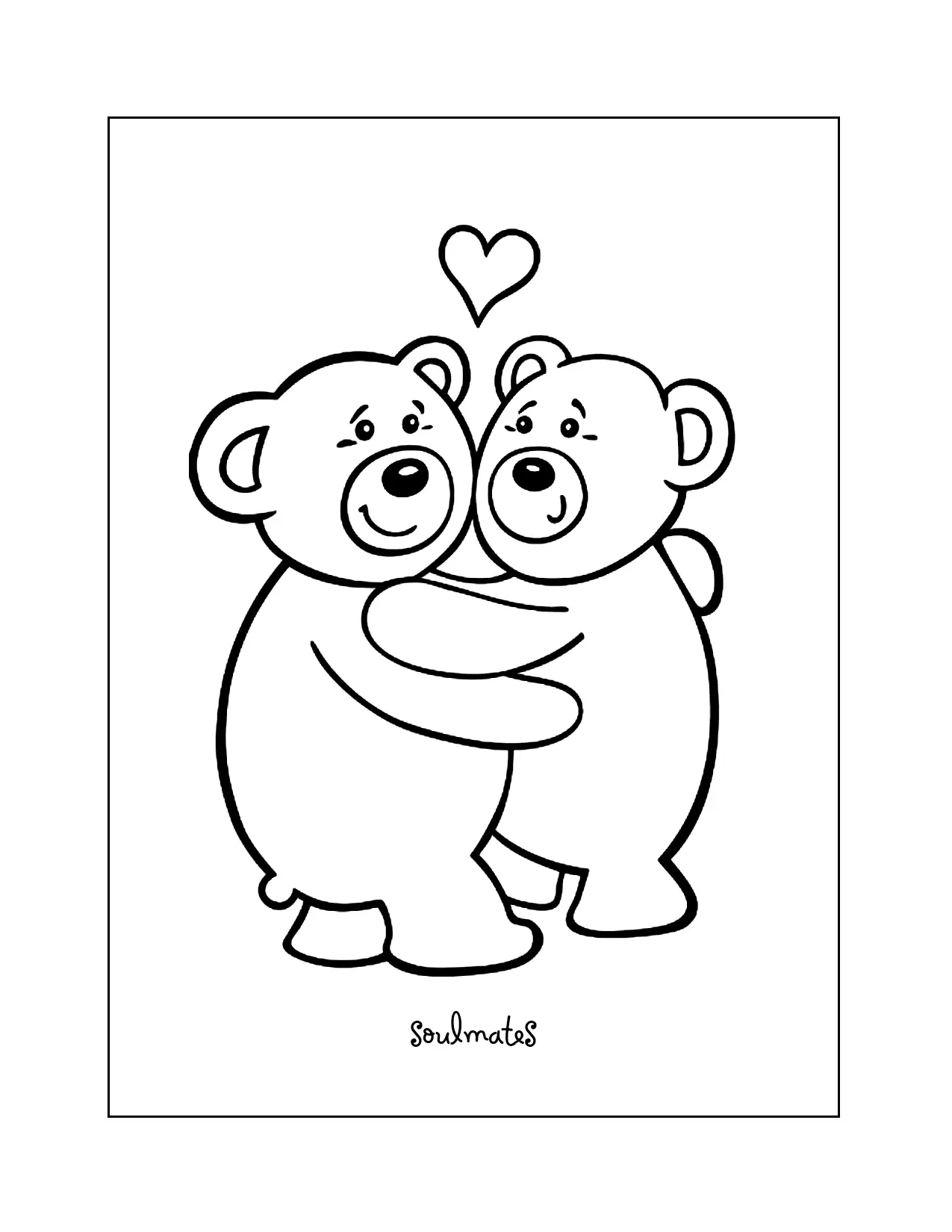 Teddy Bear Soulmates Coloring Page