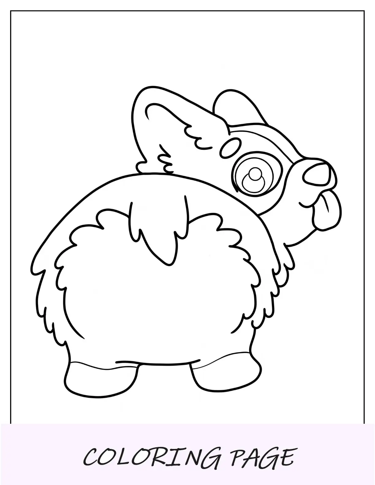 Bunda de página para colorir Fluffy Corgi para crianças em idade pré-escolar