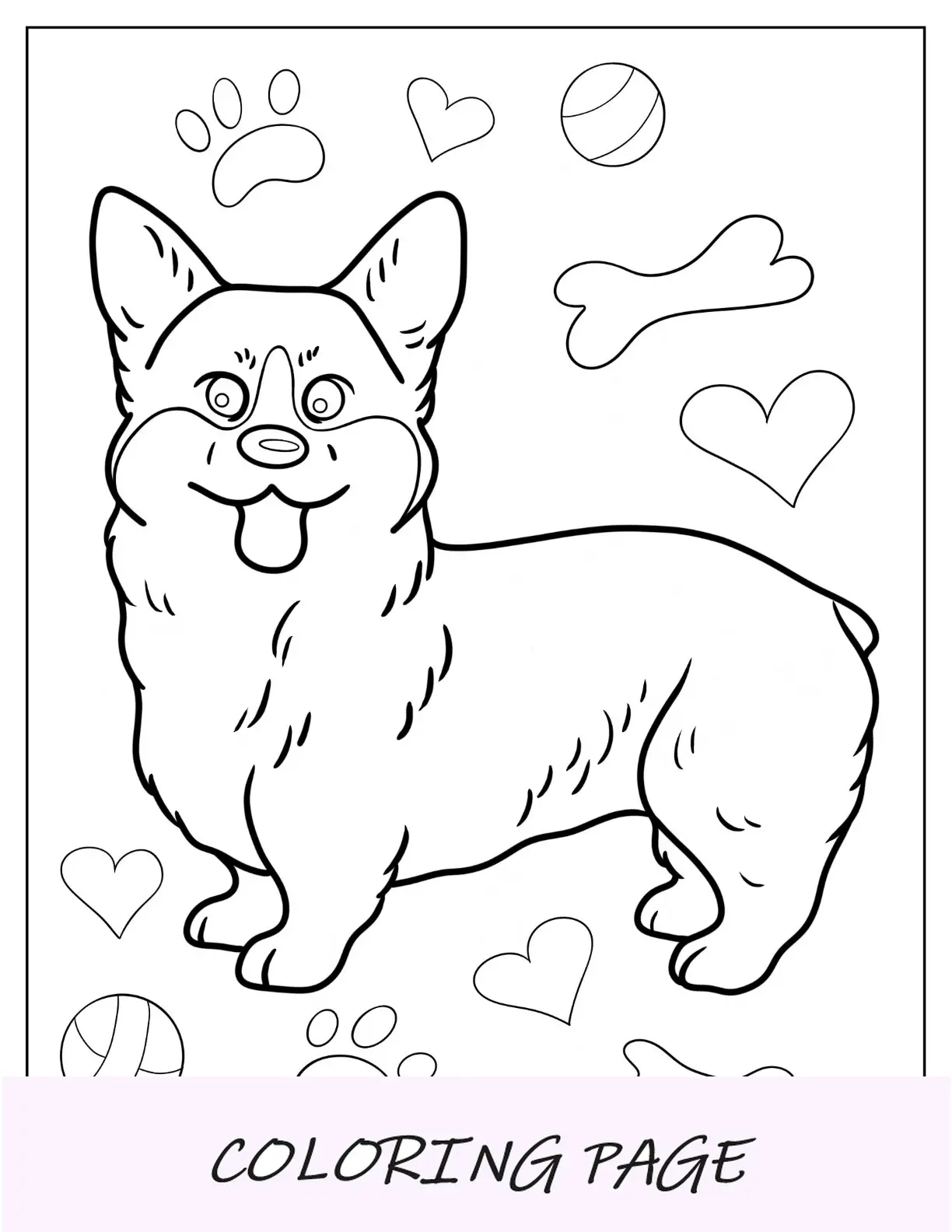 Esboço fácil da página para colorir de Corgi adulto