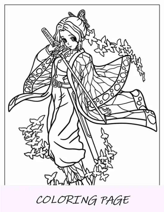 Esboço fácil de Shinobu Kocho para colorir