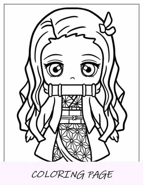 Chibi Nezuko para colorir para crianças em idade pré-escolar