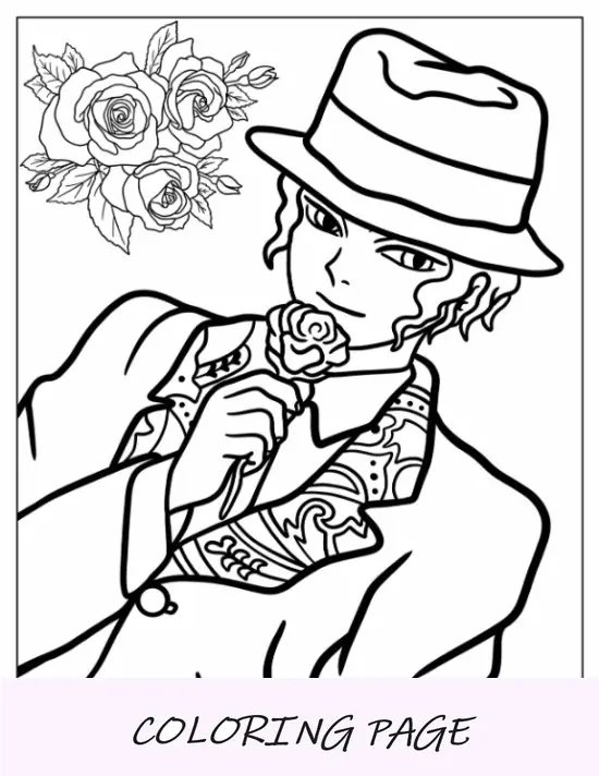 Página para colorir de Muzan Kibutsuji em pose icônica