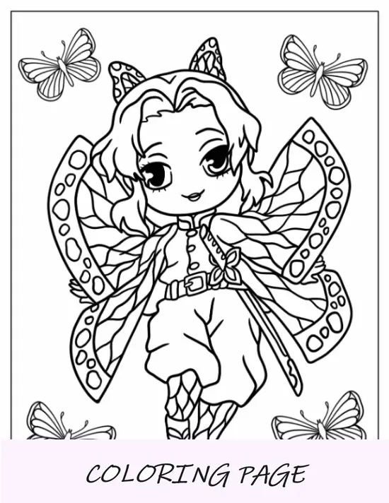 Folha para colorir Kawaii Chibi Shinobu Kochō