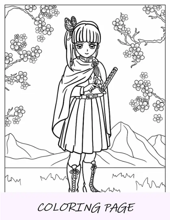 Folha para colorir fofa de Kanao Tsuyuri