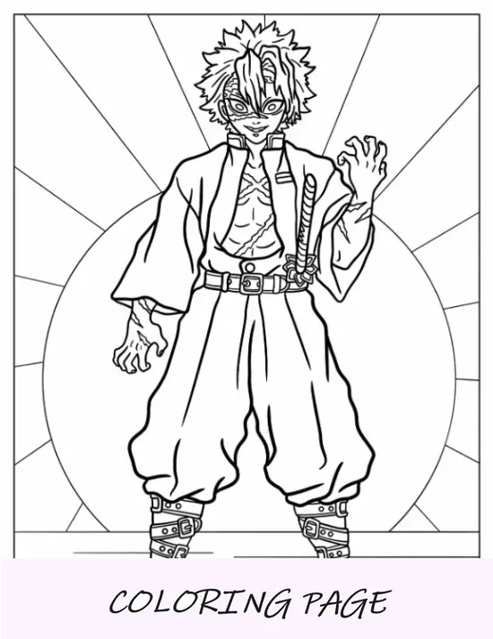 Folha para colorir do Demon Slayer Sanemi