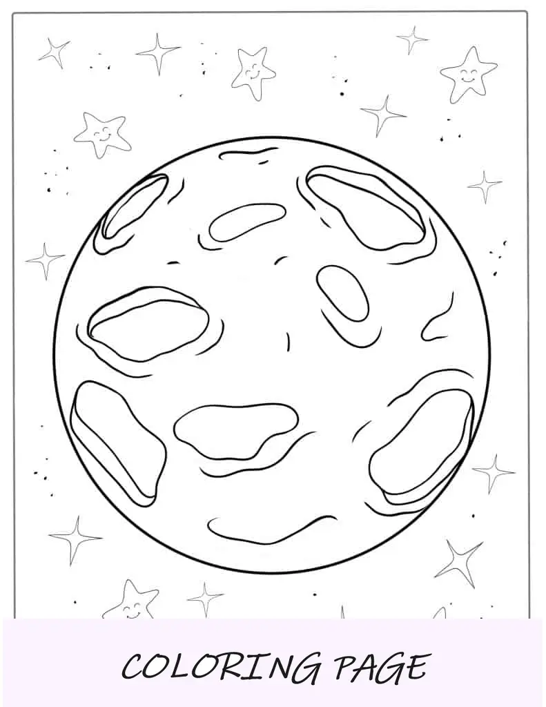 Página para colorir de lua fácil para crianças