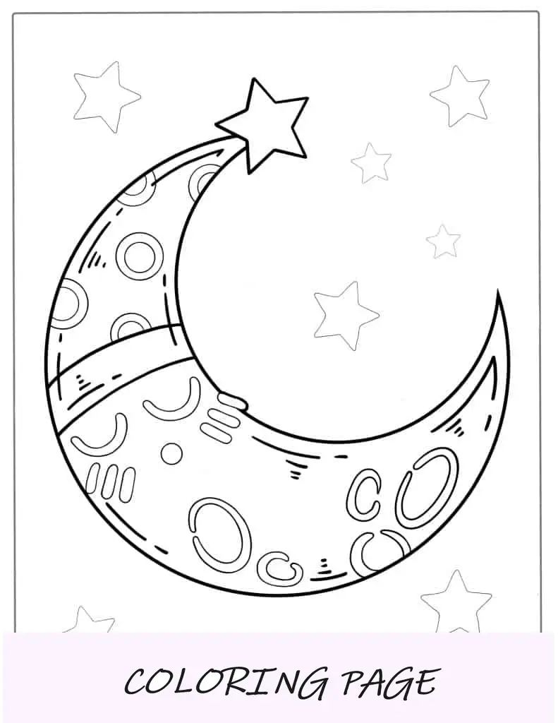 Página para colorir simples de lua crescente para crianças