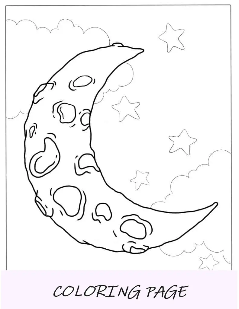 Página para colorir de lua crescente simples para crianças(1)