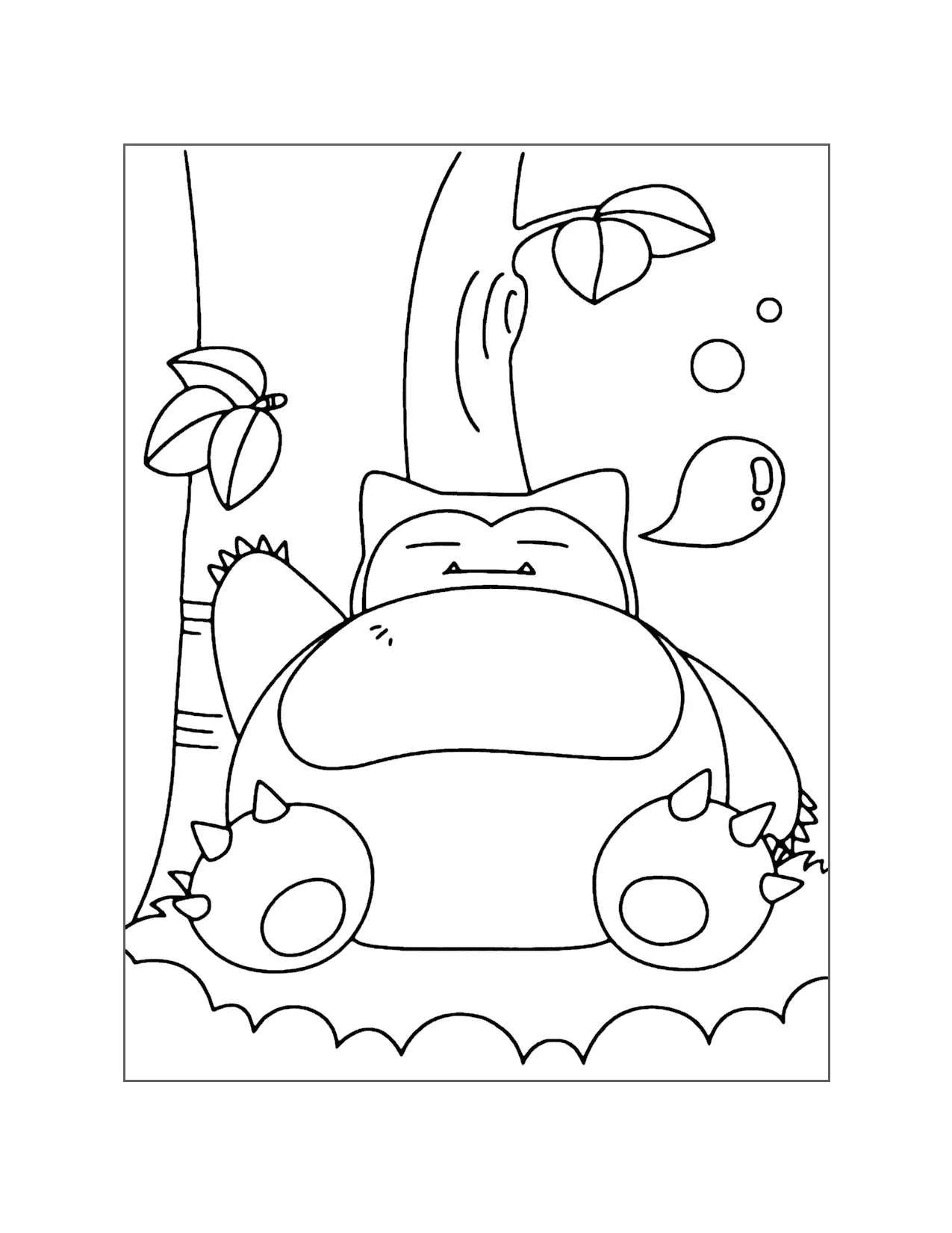 Snorlax Sleeping Under A Tree Coloring Page