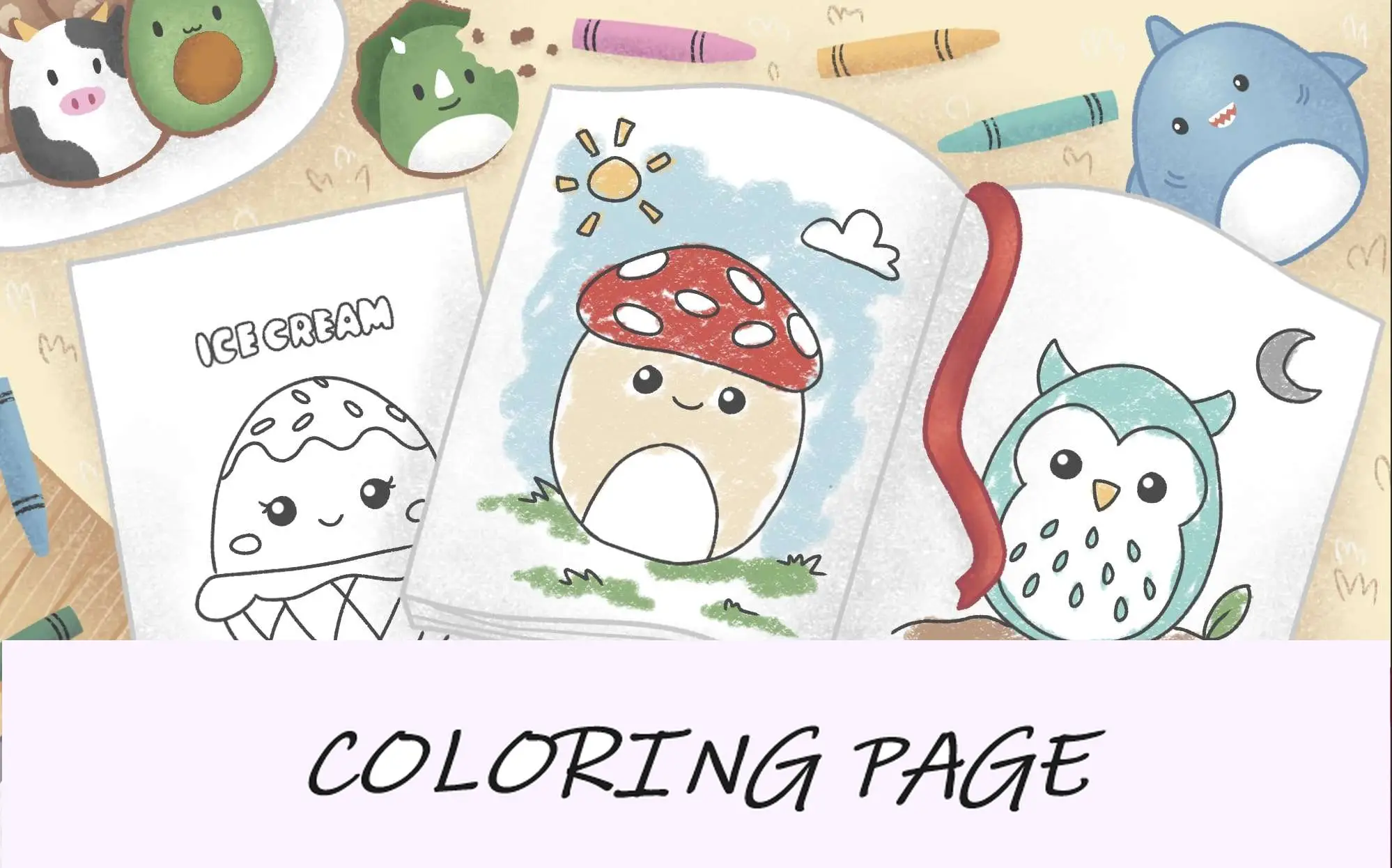 imagem em destaque de páginas para colorir de squishmallow