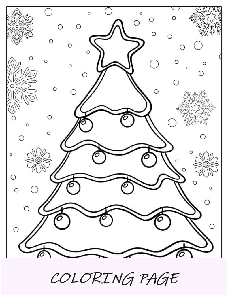 Página para colorir de uma árvore de Natal