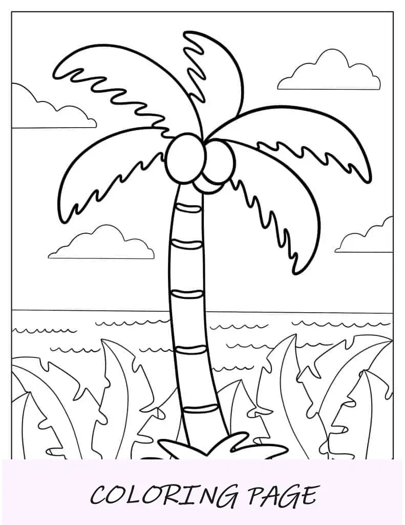 Coqueiro tropical para colorir