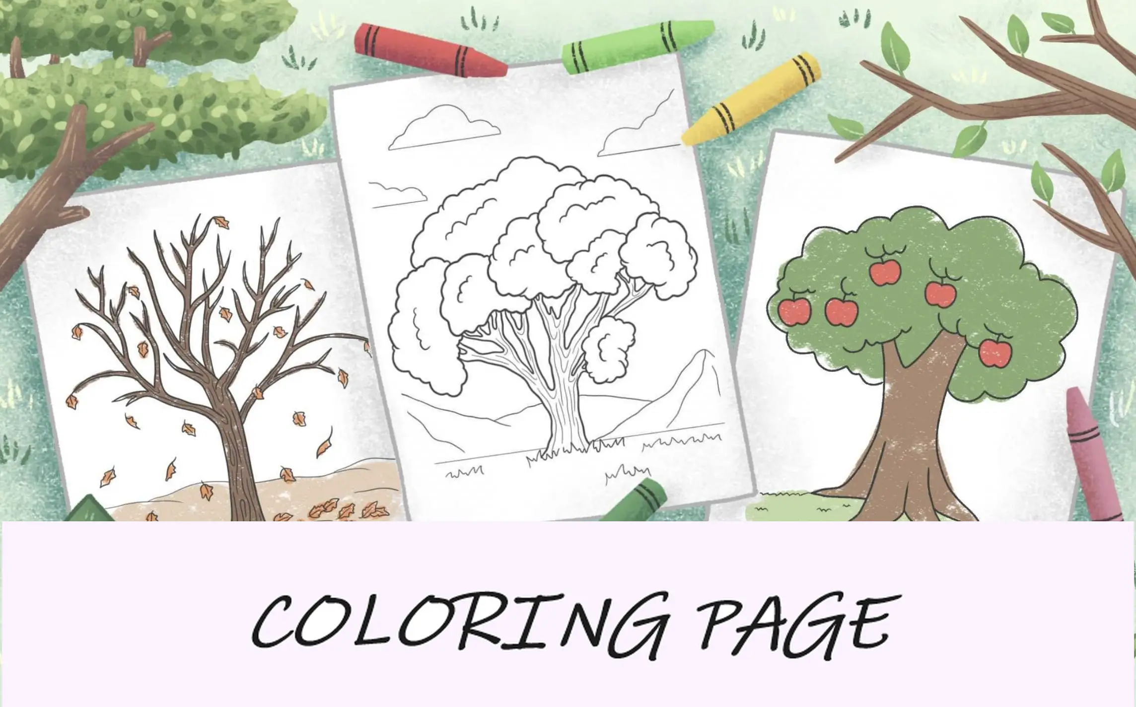 imagem de recurso de páginas para colorir de árvores