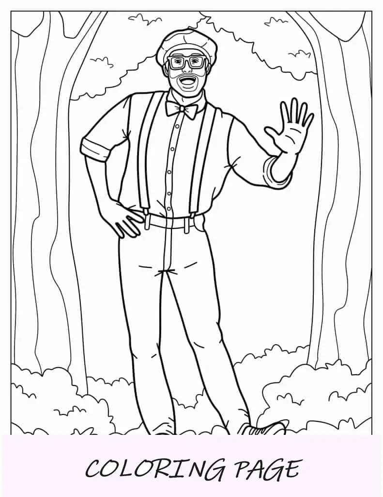 Blippi sorridente de macacão para colorir