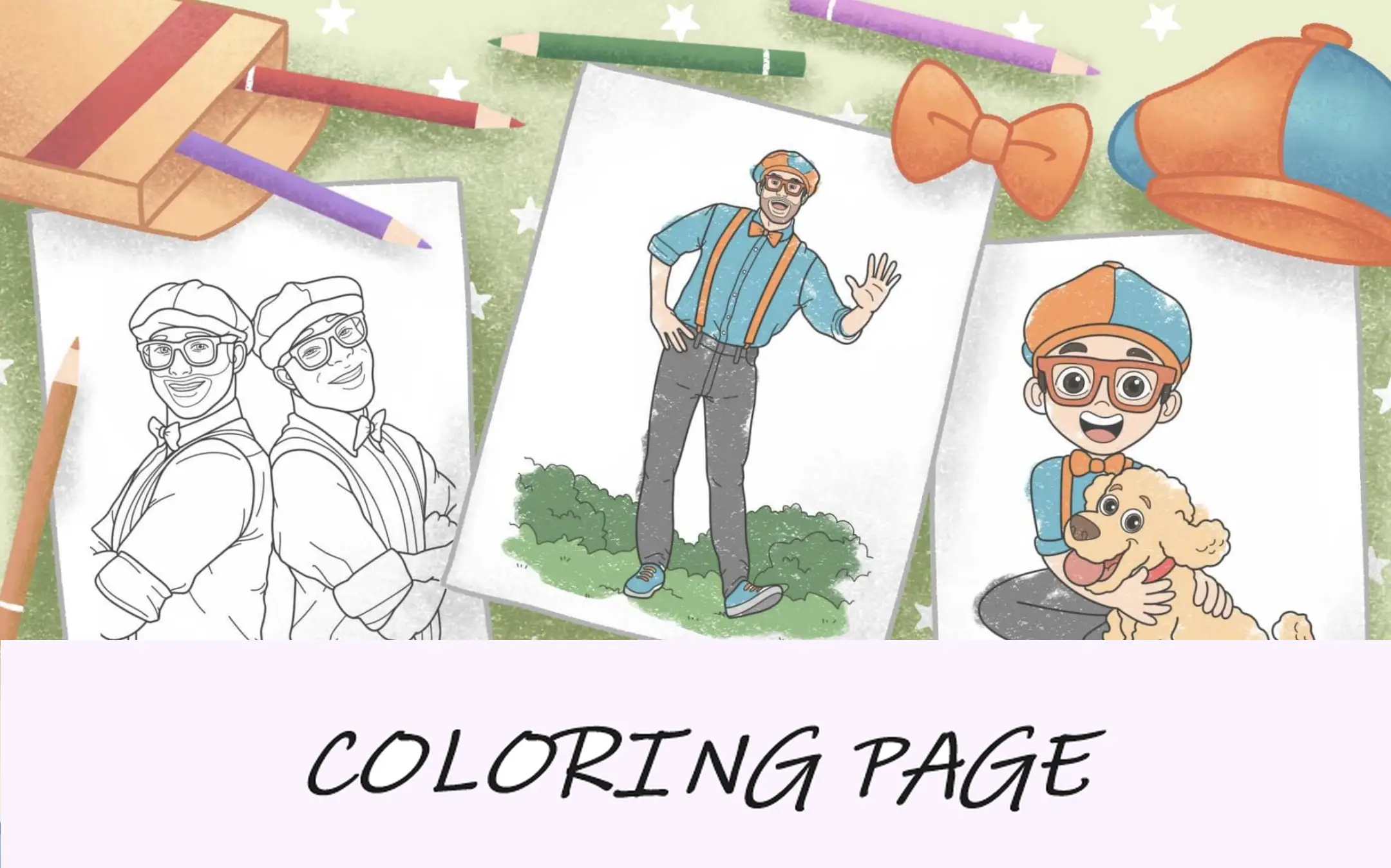 imagem em destaque das páginas para colorir blippi