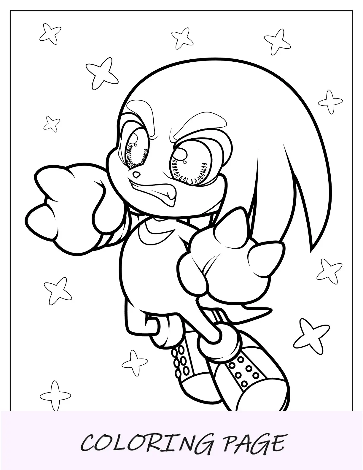 Página para colorir de Knuckles de anime irritado