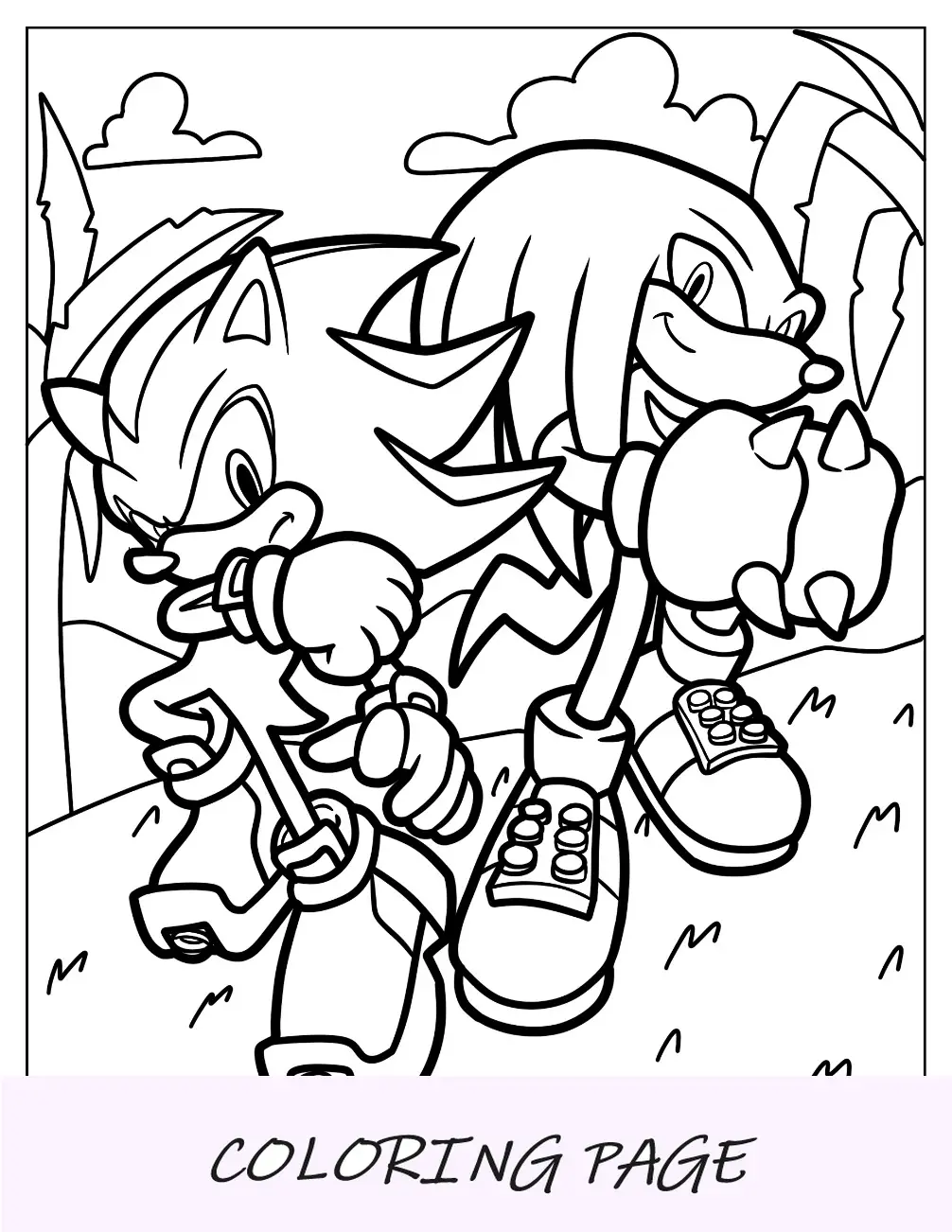 Desenho para colorir do Sonic e Knuckles